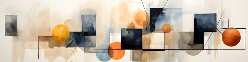 Banner abstract work of art, geometric contrasts, geometric shapes and patterns
