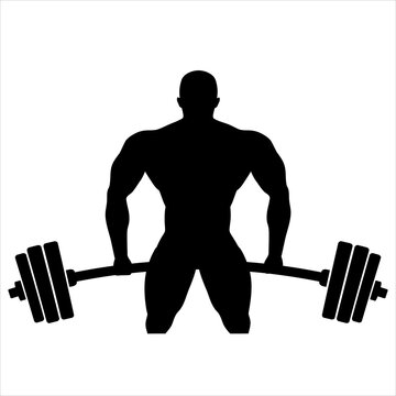recommend clip art: Barbell bodybuilder icon. Athlete muscular bodybuilder in the gym training dead lift with barbell.