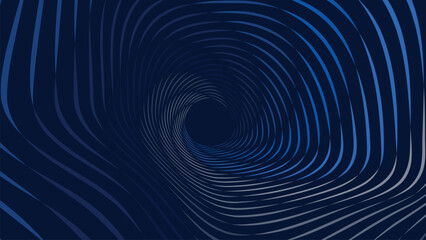 Abstract spiral dotted vortex urgency creative dark blue background.