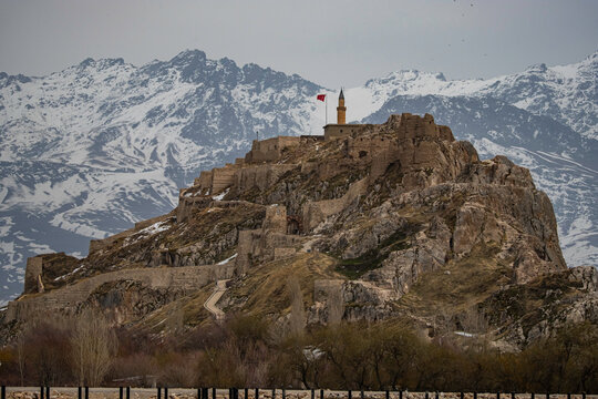 Van castle on a mountain, Turkey