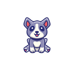 Obraz na płótnie Canvas Flat cartoon cute dog mascot logo vector simple (3)