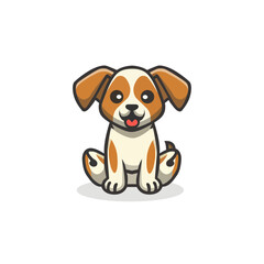 Flat cartoon cute dog mascot logo vector simple (6)