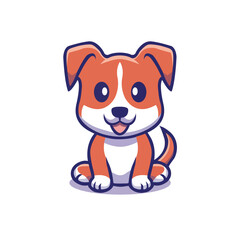 Flat cartoon cute dog mascot logo vector simple (1)