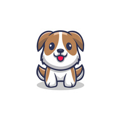 Flat cartoon cute dog mascot logo vector simple (2)