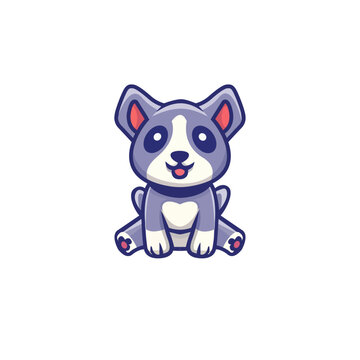 Flat cartoon cute dog mascot logo vector simple (3)