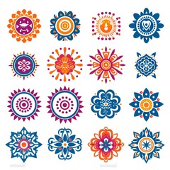 Rangoli Clipart Collection for Diwali with Icons