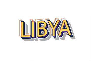 Country Libya text for Title or Headline. In 3D Fancy Fun and Cute style.