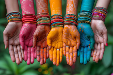 Hands of different skin tones and ethnicities come together