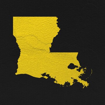 Louisiana red map on isolated black textured background. High quality coloured map of Louisiana, USA.