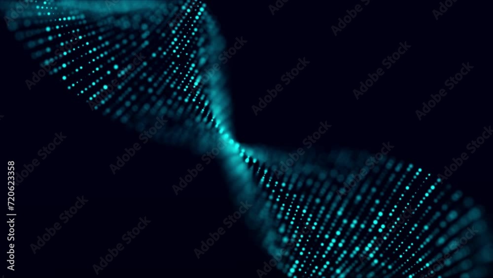 Poster digital background with movement of glowing particles. complex technologies of big data. 3d renderin