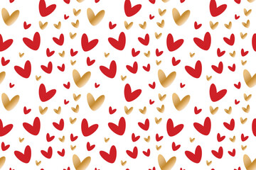 Cute red gold heart isolated seamless pattern lovely romantic background great Valentine's Day Mother's textiles fabric wallpaper decorative wrapping paper wallpapers polygraphy banners Vector design