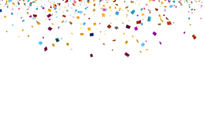 Bright colorful confetti isolated on white background. Falling multicolored confetti png. holiday, birthday.