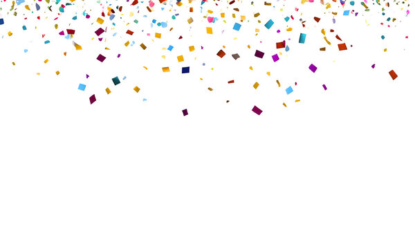 Bright colorful confetti isolated on white background. Falling multicolored confetti png. holiday, birthday.
