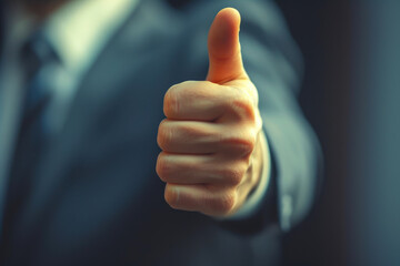 Positive Business Vibes: CEO Expressing Approval with a Thumbs Up