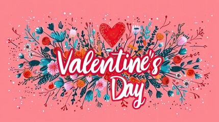Obraz premium Minimalist 'Valentine's Day' design with cute doodles