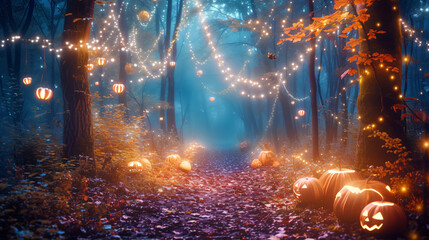 A whimsical Halloween fairy tale forest.