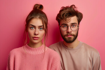 Hipster Romance: Cool Woman and Nerd Boyfriend Photoshoot