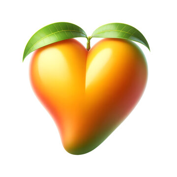 Heart shape mango isolated on white background 