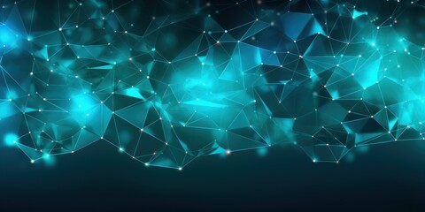Abstract turquoise background with connection and network concept, cyber blockchain