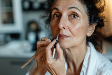 Mature woman removing make-up