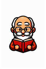 Generative AI illustration of old man reading a book