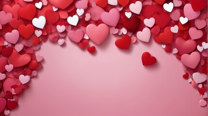 pink background with hearts for valentines day