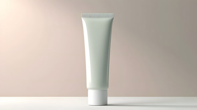 Moisturiser hand cosmetic cream white plastic tube mockup front view. 