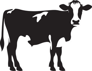 Peaceful Pasture Companion Vector Cow Design Element Rustic Ranch Charm Full Body Cow Vector Logo Icon