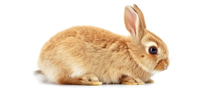 Cute rabbit animal sitting transparent background. AI generated image