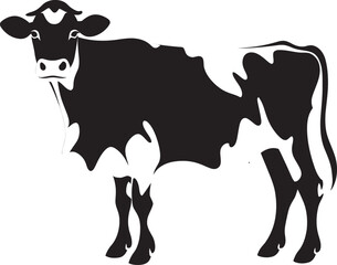 Tranquil Meadow Majesty Cow Vector Icon for Branding Farmstead Elegance Full Body Cow Logo Design