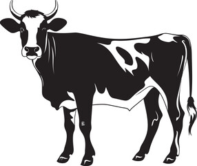 Elegant Grazing Beauty Vector Logo Icon of a Full Body Cow Majestic Bovine Majesty Full Body Cow Vector Design Element