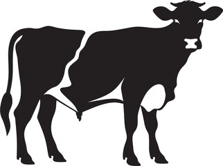 Elegant Grazing Beauty Vector Logo Design Icon of a Full Body Cow Wholesome Farm Charm Cow Vector Illustration for Logos