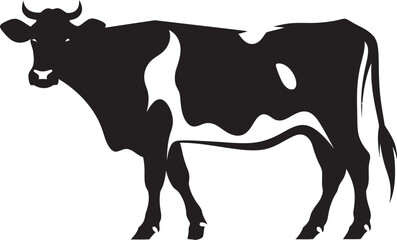 Graceful Grazing Majesty Elegant Cow Design Element Organic Farm Emblem Full Body Cow Vector Icon