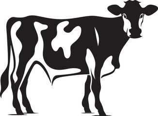 Rustic Reverence Full Body Cow Logo Icon Grazing Greenery Guardian Cow Icon for Logos