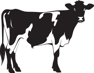 Charming Grazing Guardian Full Body Cow Logo Country Chic Holstein Cow Vector Icon