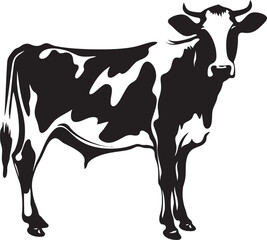Gentle Meadow Guardian Vector Logo Icon of a Full Body Cow Holstein Harmony Dairy Cow Vector Design Element