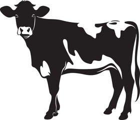 Majestic Meadow Majesty Full Body Cow Emblem Holstein Harmony Cow Vector Design Element for Logos