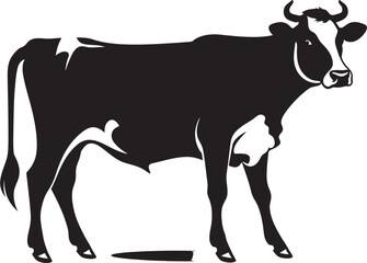 Meadow Majesty Holstein Cow Logo Design Eco Friendly Farming Full Body Cow Vector Icon