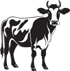 Wholesome Farm Charm Cow Vector Illustration for Logos Elegant Grazing Beauty Vector Logo Icon of a Full Body Cow