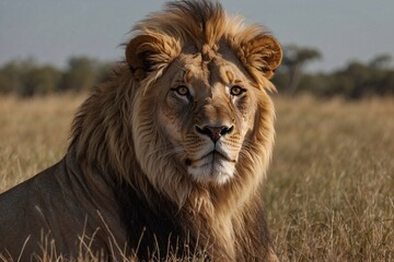 lion in the grass, wildlife in savanna