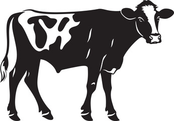 Tranquil Meadow Majesty Vector Cow Emblem for Logos Bucolic Bliss Full Body Cow Logo Design Element