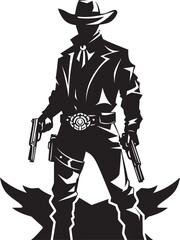 Western Warden Cowboy with Gun Vector Element Outlaw Overture Cowboy Holding a Gun Icon