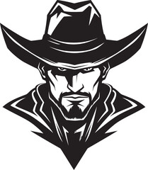 Sheriff Swagger Vector Cowboy Gun Logo Design Rustler Wrangler Cowboy Holding a Gun Icon