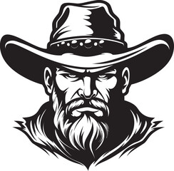 Wrangler Warrior Cowboy with Gun Icon High Noon Heroics Cowboy Gun Vector Logo