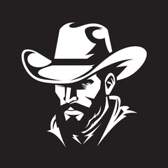 Sheriff Swagger Vector Cowboy Gun Logo Icon Rustler Wrangler Cowboy with Gun Emblem