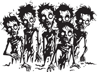 Scribbled Scare Zombies Group Logo Design Doodle Deadheads Zombie Group Vector Element