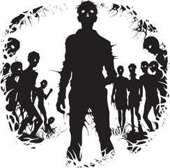 Rotting Rendezvous Doodle Zombies Logo Icon Undead Doodle Delight Zombies Group Vector Design