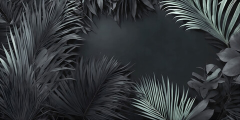 background of tropical leaves on a dark background