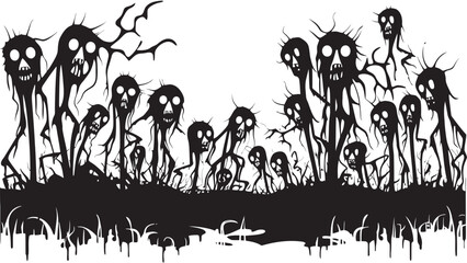 Undead Doodle Delight Doodle Zombies Vector Design Zombie Swarm Zombies Group Emblem