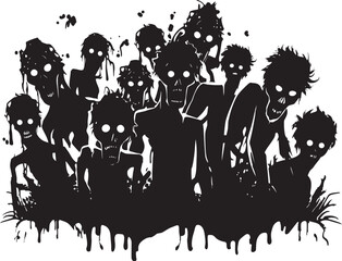 Horror Doodle Harmony Zombies Group Logo Zombie Zaniness Vector Icon of Doodle Zombies